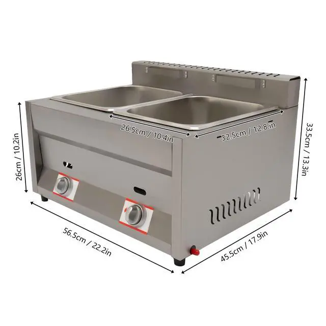 Alt view image 5 of 6 - Propane LPG Gas Deep Fryer 2 Burners Commercial Countertop Deep Gas Fryer Natural Gas Food Warmer Stainless Steel 6L ×2 for French Fries Restaurant Home Kitchen, without Baskets (US Stock)