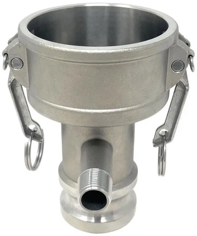 Main image of Camlock Fitting, Type DA with 1/2" Pipe Tap, Stainless Steel, 3" Female Camlock Coupler x 2" Male Camlock Adapter, (CAM-3020-DAPT05-SS)