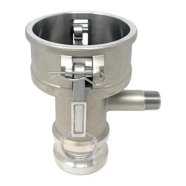 Alt view image 3 of 6 - Camlock Fitting, Type DA with 1/2" Pipe Tap, Stainless Steel, 3" Female Camlock Coupler x 2" Male Camlock Adapter, (CAM-3020-DAPT05-SS)