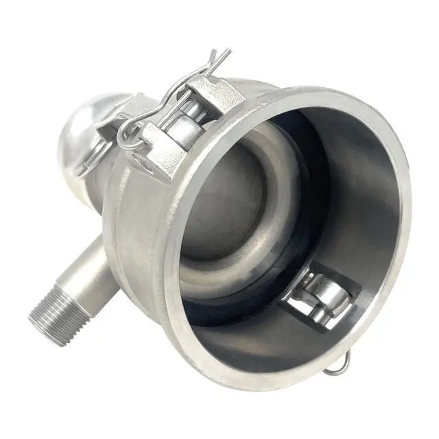 Alt view image 5 of 6 - Camlock Fitting, Type DA with 1/2" Pipe Tap, Stainless Steel, 3" Female Camlock Coupler x 2" Male Camlock Adapter, (CAM-3020-DAPT05-SS)