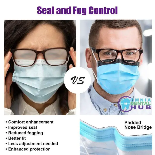 Alt view image 3 of 6 - 2000PCs Tigris Antifog Foam Blue Face Mask by Omnia ONE | 3Ply Level-3 Mask Breathable Individually Packed Indoor & Outdoor Use