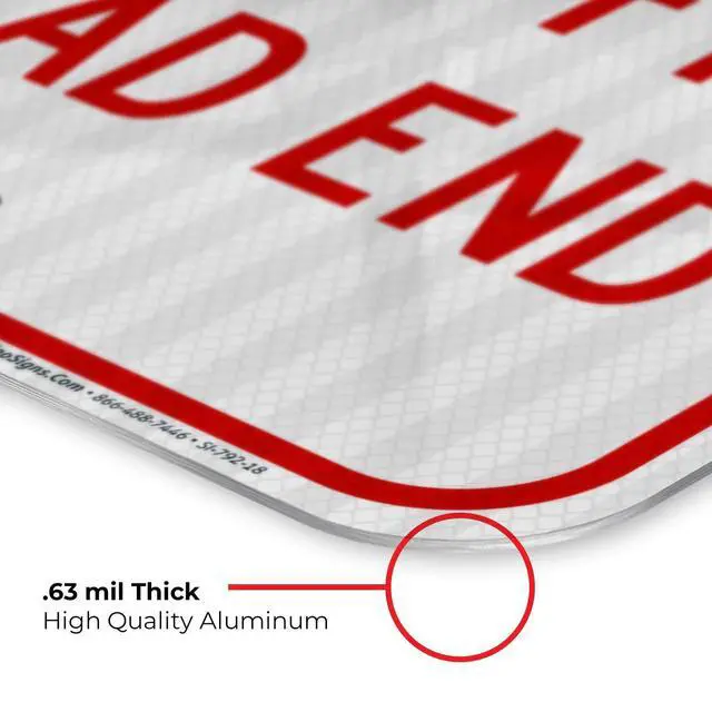 Alt view image 5 of 6 - No Thru Traffic Sign, Dead End Sign, 12x18 Inches, 3M EGP Reflective with Post & Cast Iron Base Stand Set Made in USA by