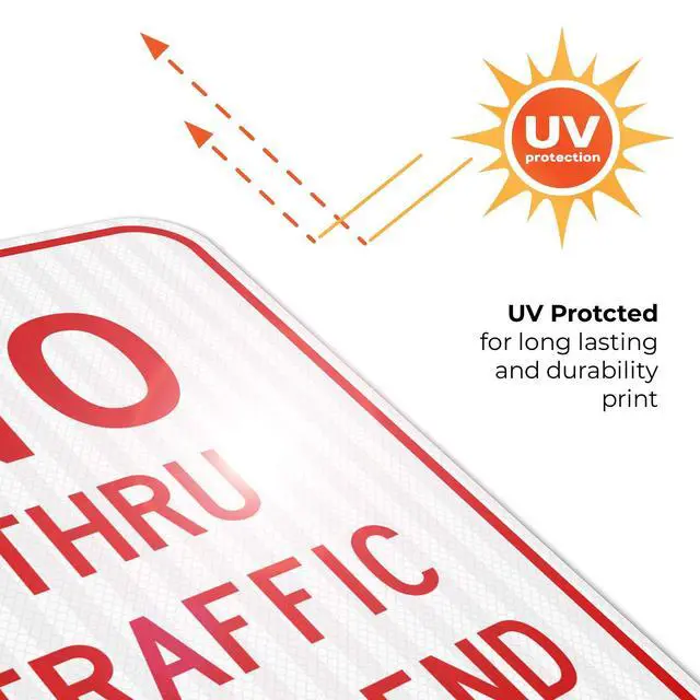 Alt view image 6 of 6 - No Thru Traffic Sign, Dead End Sign, 12x18 Inches, 3M EGP Reflective with Post & Cast Iron Base Stand Set Made in USA by