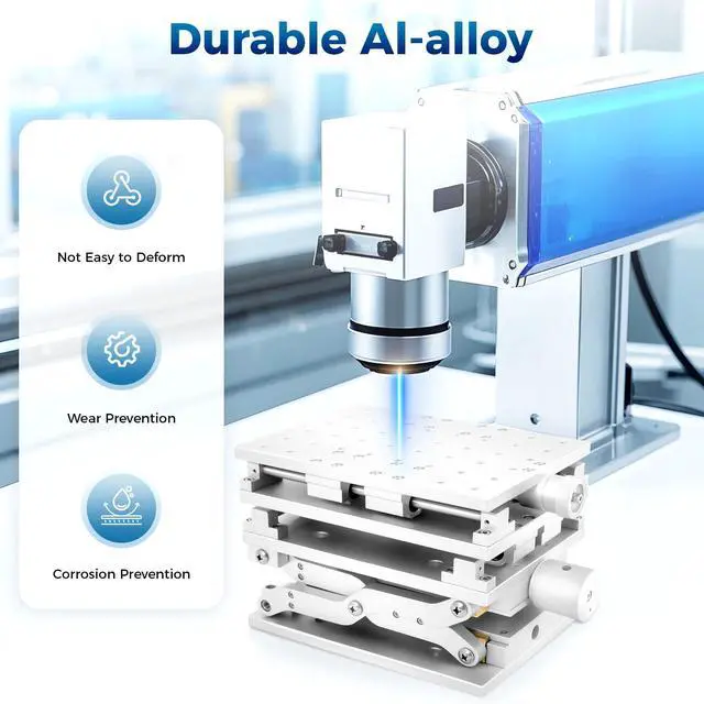 Alt view image 3 of 6 - XYZ 3 Axis Moving Workbench, 3D Positioning Moving Table Laser Marking Engraving Machine 8.26 x 5.90in Portable XYZ Axis Lifting Marking Platform for Optical Experiment (210x150mm)
