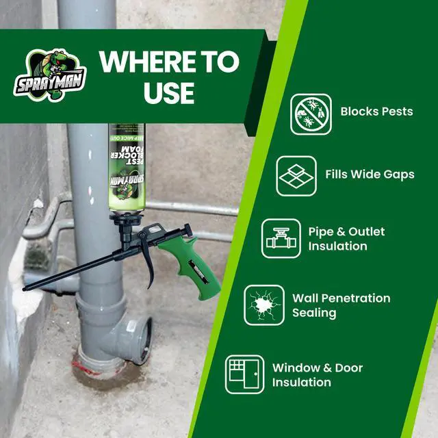 Alt view image 2 of 6 - Pestblokc Foam Sealant - (2x24 Oz) Expanding Polyurethane Pond & Landscape Foam, UV Resistant, Waterproof, Thermal Insulation, Gun Included - 2 Pack