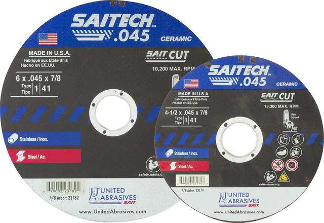 Alt view image 2 of 6 - SAIT 23174 Saitech High Performance Cut-Off Wheels (Type 1/Type 41 Flat) 4 1/2" x.045" x 7/8", 50-Pack