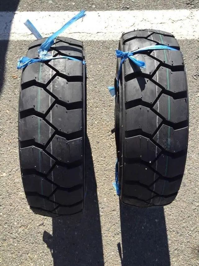 Alt view image 2 of 2 - Two 5.00-8 500-8 Forklift Tire With Tubes, Flap Grip Plus Heavy Duty