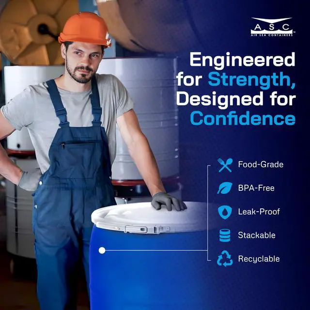 Alt view image 4 of 6 - 30 Gallon Open-Head UN Rated Poly Drum with Ring Lock Lid