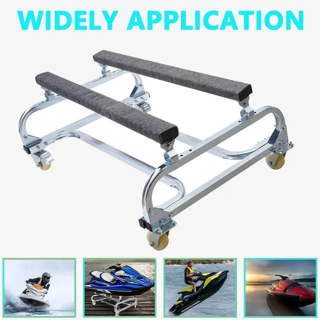 Alt view image 2 of 6 - Jet Ski Dolly, 1300 LBS Watercraft PWC Dolly with 4 Brakes Casters, Jet Ski Stand with Adjustable Bunks, Jet Ski Cart Dolly for Moving Watercraft