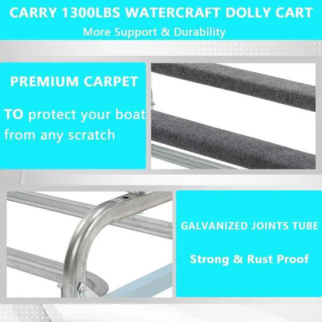 Alt view image 4 of 6 - Jet Ski Dolly, 1300 LBS Watercraft PWC Dolly with 4 Brakes Casters, Jet Ski Stand with Adjustable Bunks, Jet Ski Cart Dolly for Moving Watercraft