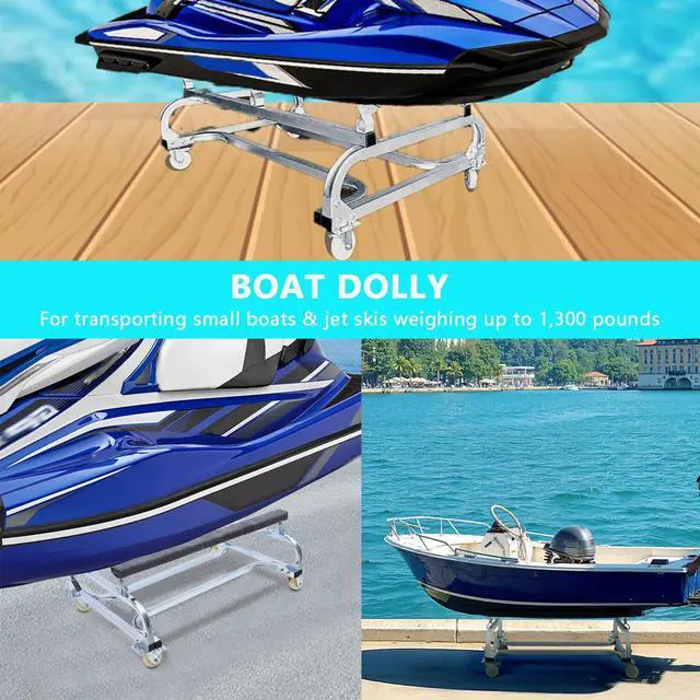 Alt view image 5 of 6 - Jet Ski Dolly, 1300 LBS Watercraft PWC Dolly with 4 Brakes Casters, Jet Ski Stand with Adjustable Bunks, Jet Ski Cart Dolly for Moving Watercraft