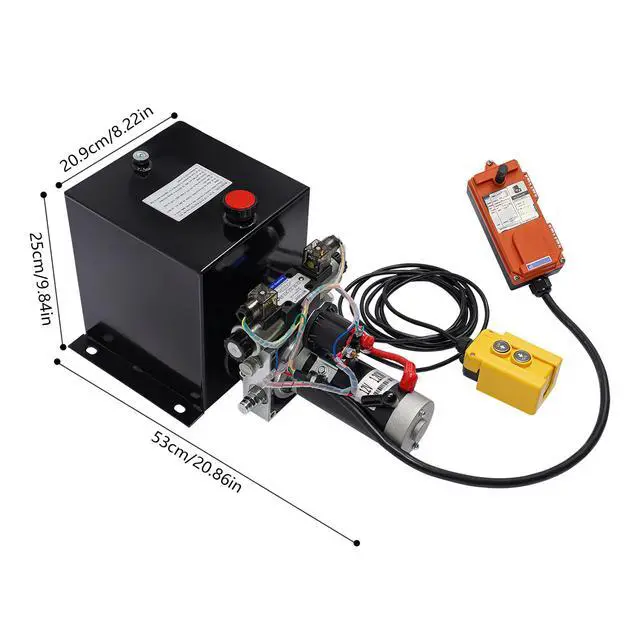Alt view image 2 of 6 - Hydraulic Power Unit, 8 Quart Double Acting Hydraulic Pump, 12V DC Hydraulic Station Pump w/Wireless Remote, Hydraulic Power Unit for Dump Truck Car Lifting Remotely Controlled (Double Acting)
