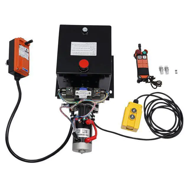 Alt view image 3 of 6 - Hydraulic Power Unit, 8 Quart Double Acting Hydraulic Pump, 12V DC Hydraulic Station Pump w/Wireless Remote, Hydraulic Power Unit for Dump Truck Car Lifting Remotely Controlled (Double Acting)
