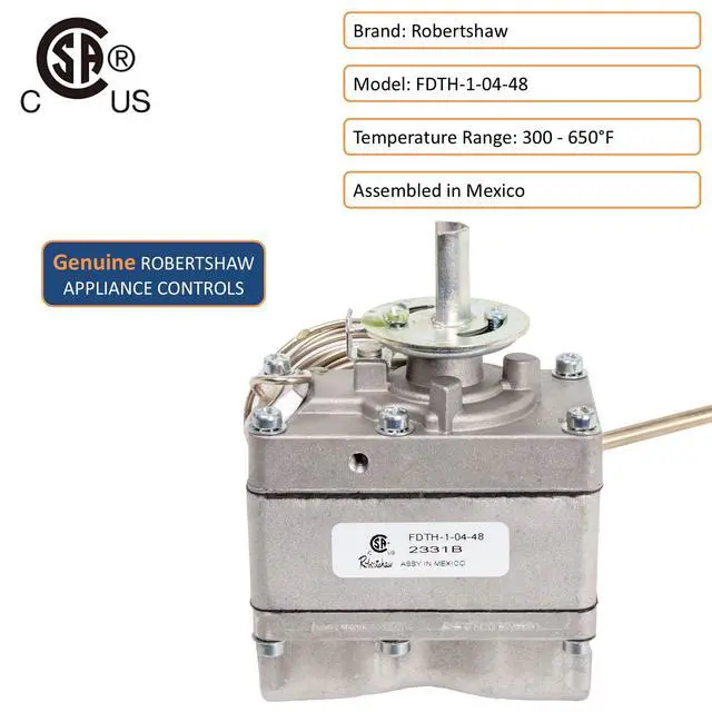 Alt view image 2 of 5 - Robertshaw FDTH-1-04-48 Gas Oven Thermostat for 46-1076 Baker Pride M1005X Lincoln 369006, 48" Capillary