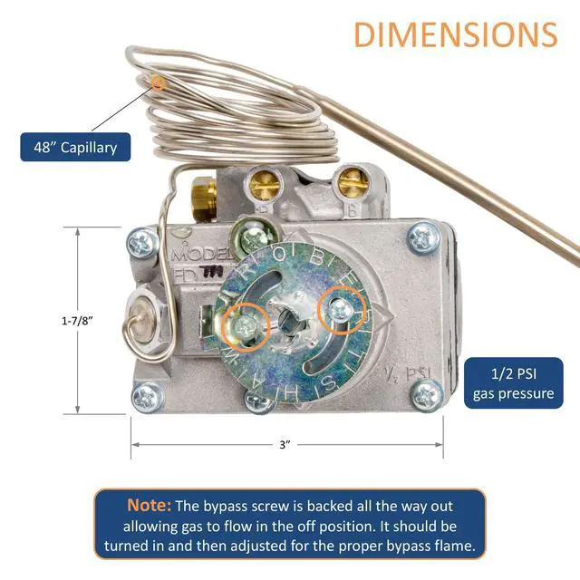 Alt view image 4 of 5 - Robertshaw FDTH-1-04-48 Gas Oven Thermostat for 46-1076 Baker Pride M1005X Lincoln 369006, 48" Capillary