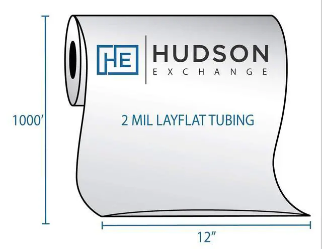 Alt view image 2 of 6 - Hudson Exchange 12" x 1000', 2 Mil, Poly Tubing Roll, Food Grade LDPE Resin, Custom Length Packaging