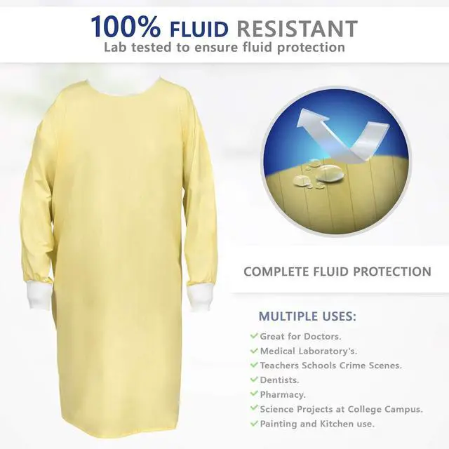 Alt view image 2 of 3 - Isolation Gowns Washable Reusable 75 Wash Cycles per Gown | Level 2 - Pack of 12 Gowns. Lab Tested Fluid Protection, Full Cuff, Ties for Full Closure, Durable Multi-Function