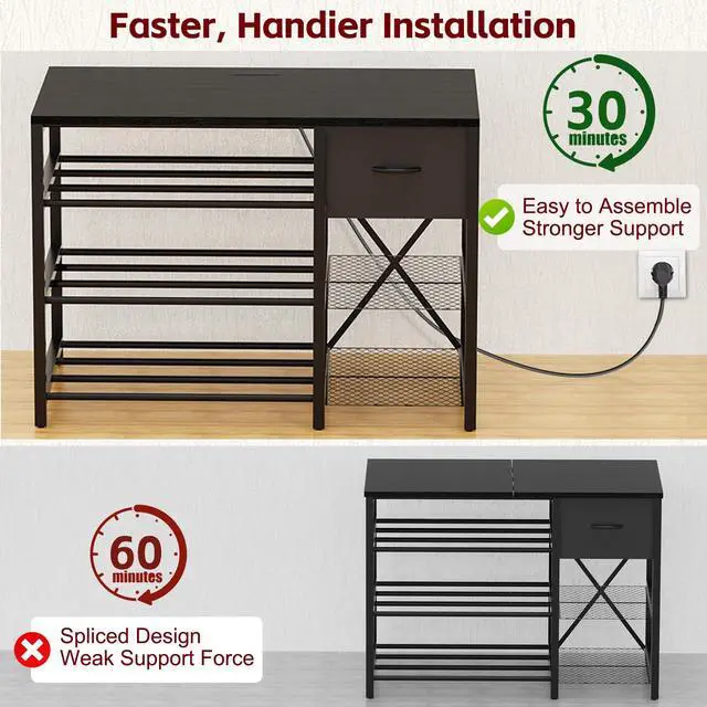 Alt view image 6 of 6 - Frebomboo 3D Printer Filament Storage Rack, Black Versatile 3D Printer Stand Shelf with Drawer, Mobile 3-Tier Metal Filament Spool Holder, Perfect 3D Printer Cart Desk for Office Workshop Studio