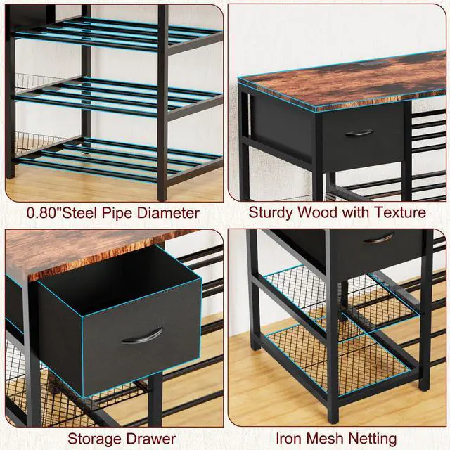 Alt view image 4 of 6 - Frebomboo 3D Printer Filament Storage Rack, Versatile 3D Printer Stand Shelf with Drawer, Mobile 3-Tier Metal Filament Spool Holder, Perfect 3D Printer Cart Desk for Office Workshop Studio