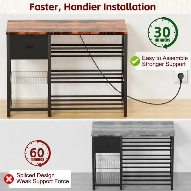 Alt view image 6 of 6 - Frebomboo 3D Printer Filament Storage Rack, Versatile 3D Printer Stand Shelf with Drawer, Mobile 3-Tier Metal Filament Spool Holder, Perfect 3D Printer Cart Desk for Office Workshop Studio