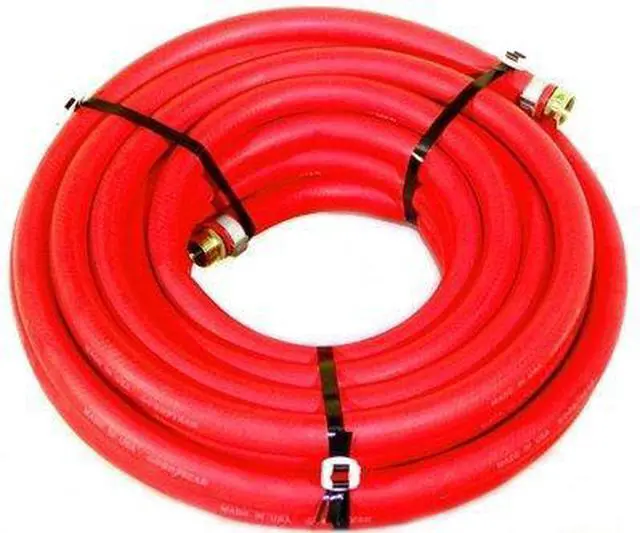 Main image of Water Hose Continental 1/2" x 75 RED RUBBER Industrial 200psi with Brass Fittings - Heavy Duty - USA
