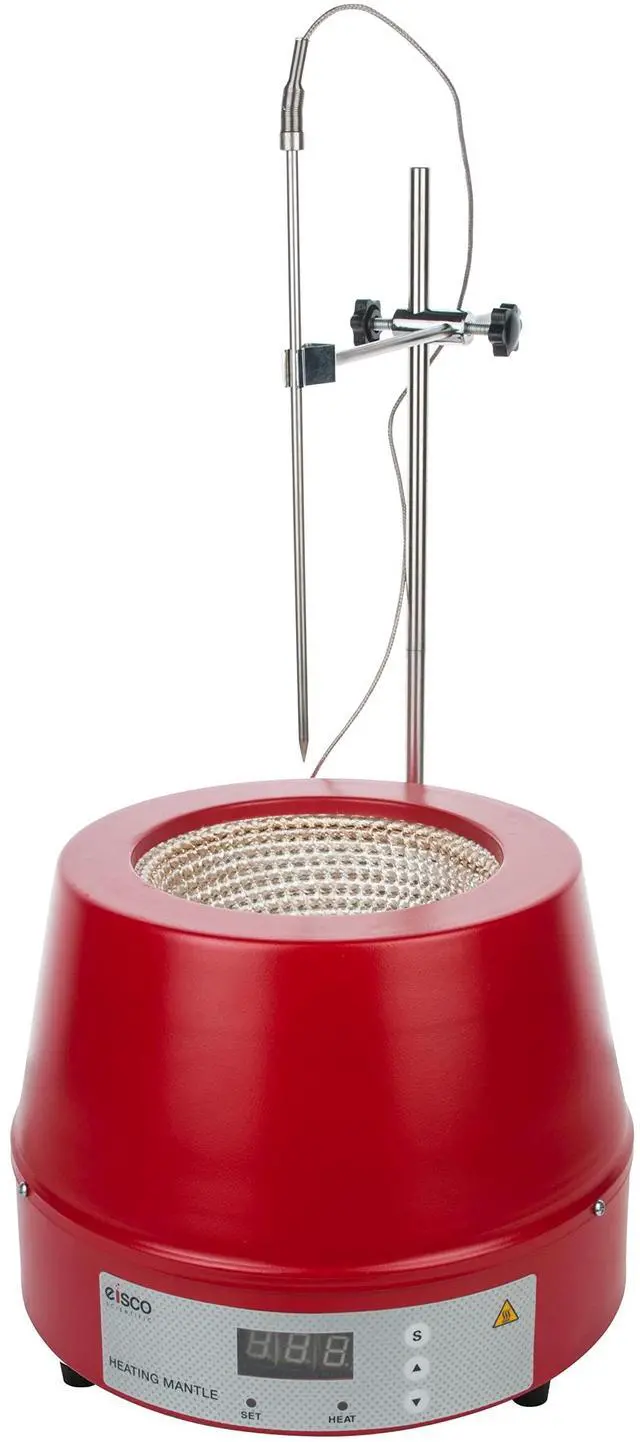 Main image of Digital Heating Mantle, 1000mL Capacity - 350W - Max Temperature 450°C - Includes Temperature Probe with Rod & Clamp Assembly