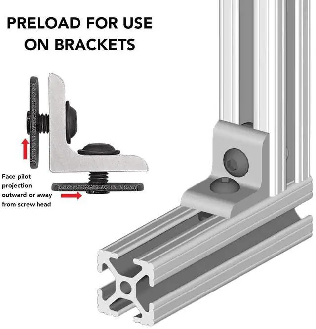 Alt view image 5 of 6 - 8020, 3321, 10 Series Bolt Assembly, 1/4-20 x 1/2 0.5" Flanged Button Head Socket Cap Screw (FBHSCS) with Slide-in Economy T-Nut Hardware HW Combo (250 Pack)