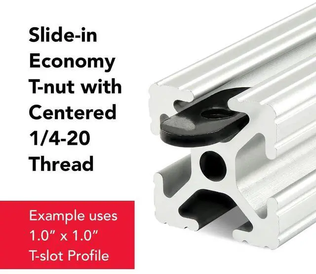 Alt view image 6 of 6 - 8020, 3321, 10 Series Bolt Assembly, 1/4-20 x 1/2 0.5" Flanged Button Head Socket Cap Screw (FBHSCS) with Slide-in Economy T-Nut Hardware HW Combo (250 Pack)