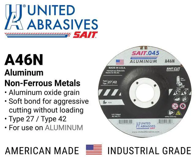 Alt view image 2 of 6 - SAIT 22345 Cutting Wheel Type 27 A46N, 4-1/2-Inch by.045-Inch by 7/8-Inch, 50-Pack