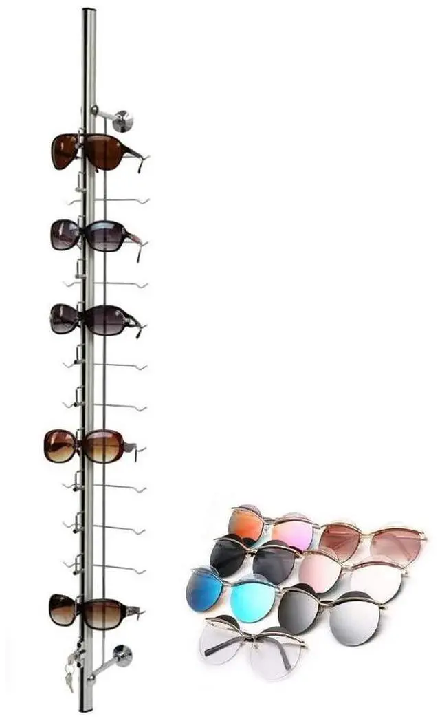 Main image of 10Pcs Sunglasses Display Racks Aluminium Lockable Sunglasses Eyeglasses Storage Organizer Display Stand Holder (Hold 12 Frames)