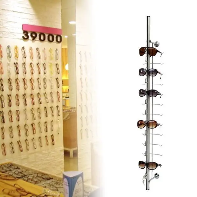 Alt view image 4 of 6 - 10Pcs Sunglasses Display Racks Aluminium Lockable Sunglasses Eyeglasses Storage Organizer Display Stand Holder (Hold 12 Frames)