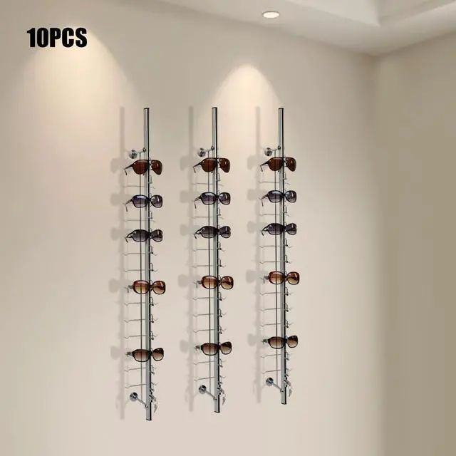 Alt view image 5 of 6 - 10Pcs Sunglasses Display Racks Aluminium Lockable Sunglasses Eyeglasses Storage Organizer Display Stand Holder (Hold 12 Frames)