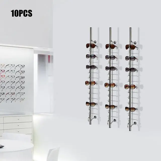 Alt view image 6 of 6 - 10Pcs Sunglasses Display Racks Aluminium Lockable Sunglasses Eyeglasses Storage Organizer Display Stand Holder (Hold 12 Frames)