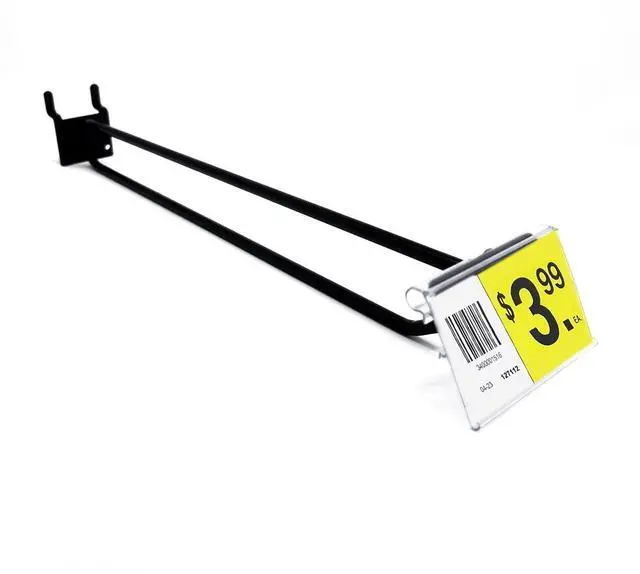 Main image of Pegboard Scanner Hooks with 2" L X 1.25" H Flip Up Scan Plates, 10" D, Black, 50 Pack