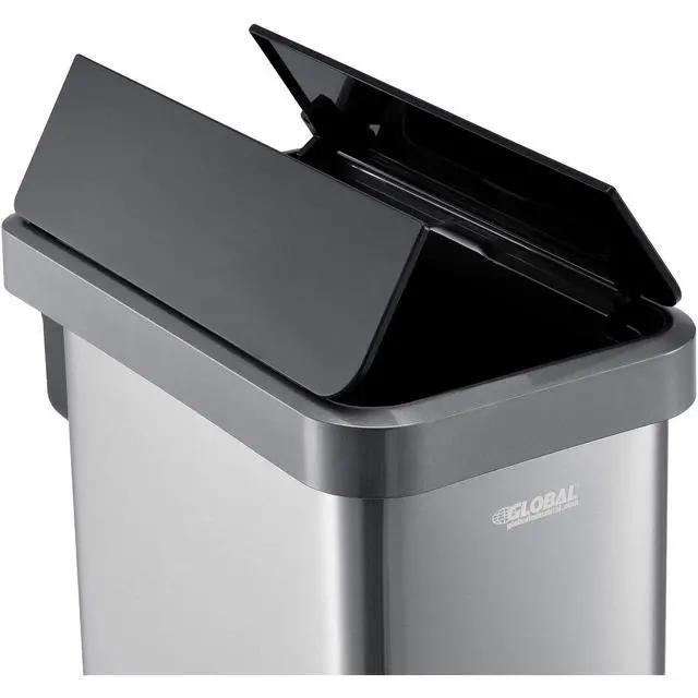 Alt view image 3 of 6 - 12 Gallon Stainless Steel Slim Trash Can, Rectangular Butterfly Step-On
