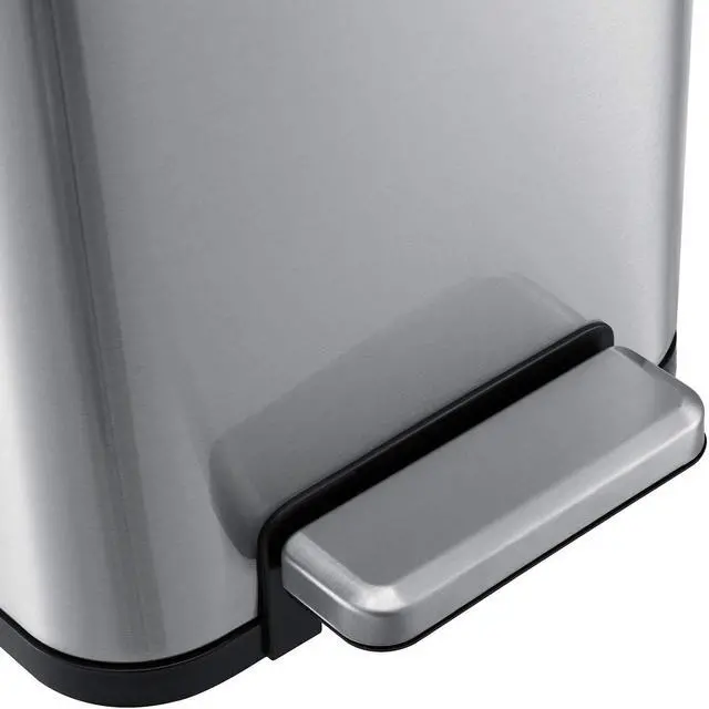 Alt view image 4 of 6 - 12 Gallon Stainless Steel Slim Trash Can, Rectangular Butterfly Step-On