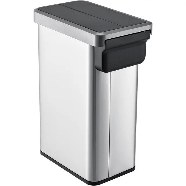 Alt view image 5 of 6 - 12 Gallon Stainless Steel Slim Trash Can, Rectangular Butterfly Step-On