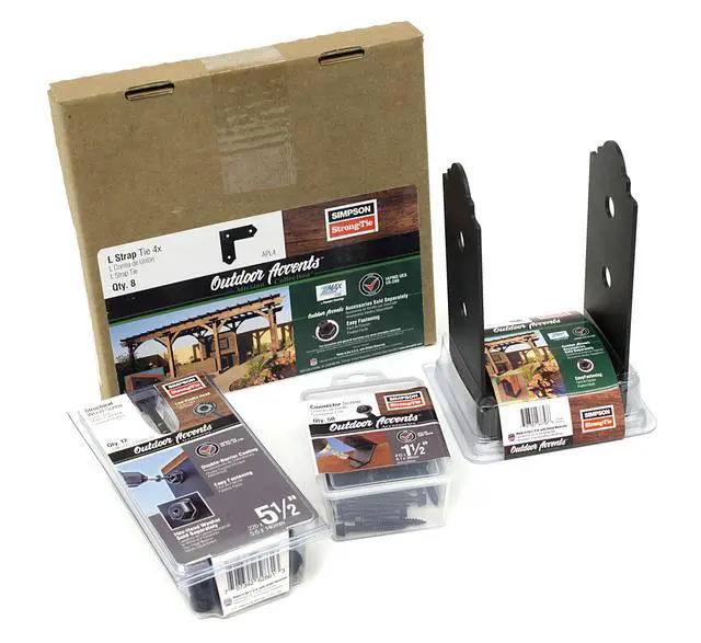 Alt view image 5 of 6 - Simpson Strong Tie Outdoor Accents Simpson Outdoor Accents APL4-8 4 inch x 4 inch Zmax Galvanized Steel Black Powder-Coat Flat L Strap (8-Case)