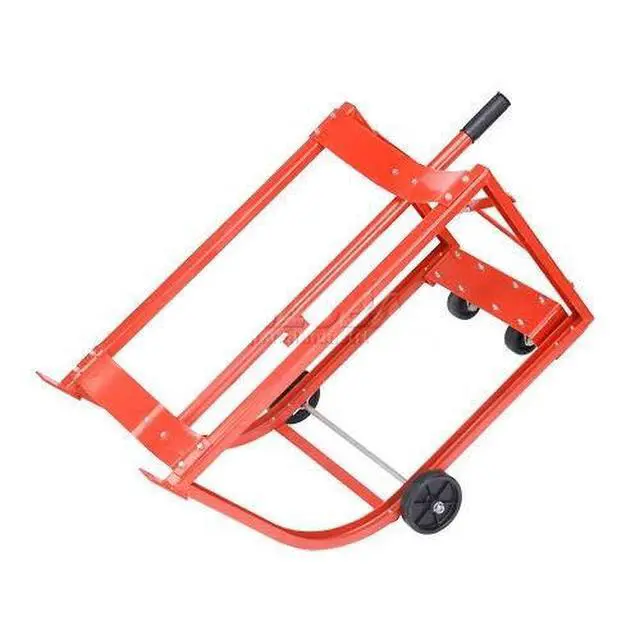 Alt view image 4 of 6 - Easy-Steer Drum Cradle with Retractable Handle, For Use with 55 Gallon Steel Drums, 5" & 3" Polyolefin Wheels, 600 Lbs Capacity, Steel Construction