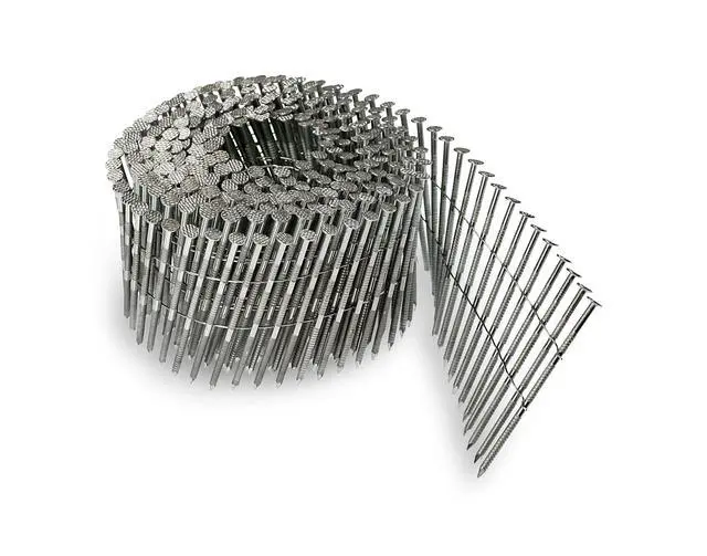 Main image of S13A250SNC Collated Ring-Shank Siding Nail 2-1/2 Inch x.092 Inch, 15 Gauge Wire Coil, Full Round Head, Diamond Point, Type 304 Stainless Steel (Pack of 3600)