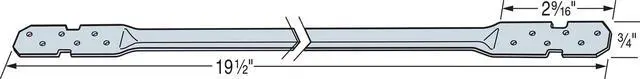Alt view image 2 of 6 - LTB20 Light Tension Bridging Connector - 19-1/2 in. Length, 2x8 & 2x10 Joist Size, Heavy Duty 22-Gauge Steel Construction, Zinc Galvanized Finish