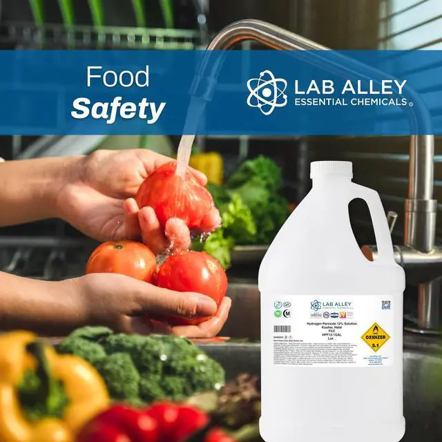 Alt view image 4 of 6 - Hydrogen Peroxide 12% Food Grade, Kosher, Halal, GMO-Free, Multi-Purpose Cleaner for Laundry, Kitchen, Bath & Home, 4 Gallons (Pack of 4 x 1 Gallon Bottles)