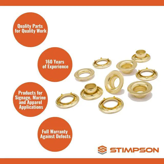 Alt view image 4 of 4 - 4RRGSWSSM500 Rolled Rim Grommet and Spur Washer Marine Grade Stainless Durable, Reliable, Heavy-Duty #4 Set (500 Sets)