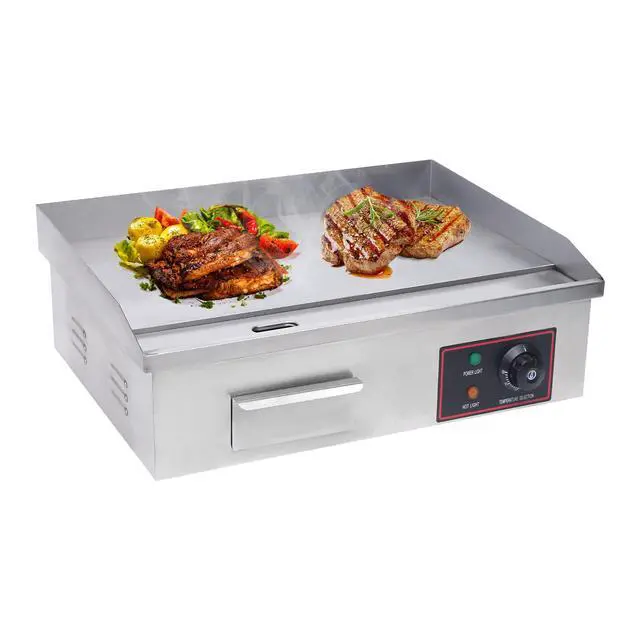 Main image of Commercial Electric Grill 110V 3000W Countertop Flat Top Griddle Nonstick Stainless Steel Teppanyaki Grill, Temperature Range 122-572°F for Restaurant, Canteen, Snack Bars 21.3"x11.8"