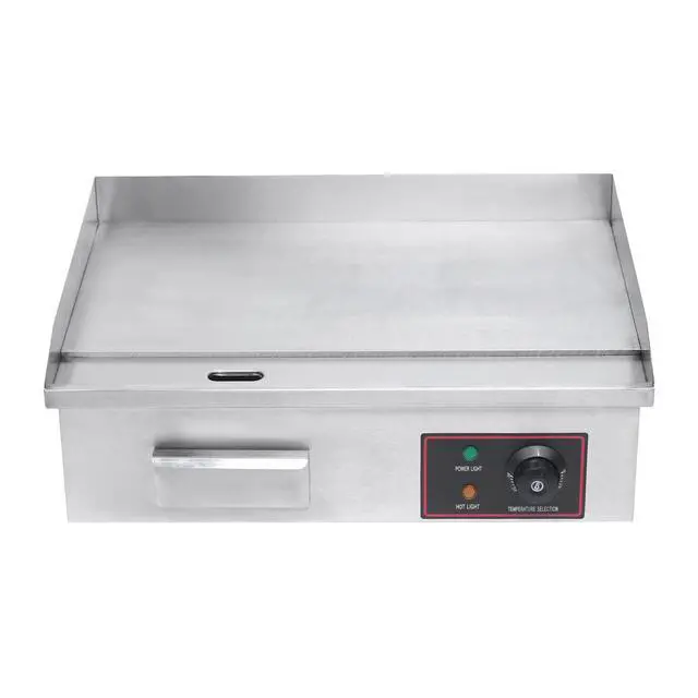 Alt view image 2 of 6 - Commercial Electric Grill 110V 3000W Countertop Flat Top Griddle Nonstick Stainless Steel Teppanyaki Grill, Temperature Range 122-572°F for Restaurant, Canteen, Snack Bars 21.3"x11.8"