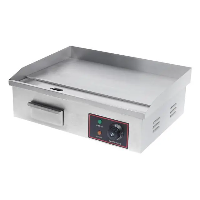 Alt view image 3 of 6 - Commercial Electric Grill 110V 3000W Countertop Flat Top Griddle Nonstick Stainless Steel Teppanyaki Grill, Temperature Range 122-572°F for Restaurant, Canteen, Snack Bars 21.3"x11.8"