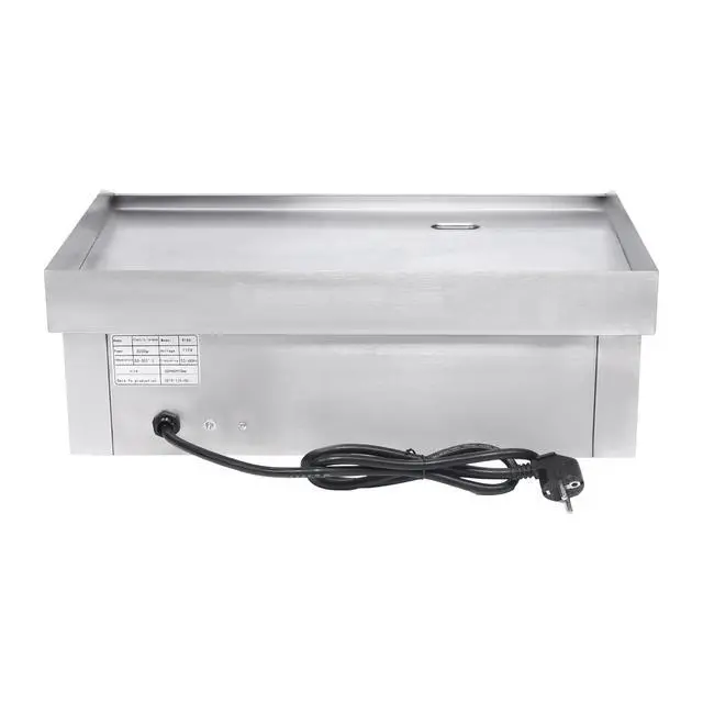 Alt view image 5 of 6 - Commercial Electric Grill 110V 3000W Countertop Flat Top Griddle Nonstick Stainless Steel Teppanyaki Grill, Temperature Range 122-572°F for Restaurant, Canteen, Snack Bars 21.3"x11.8"