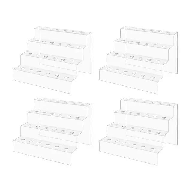 Main image of 4 Pack Liquor Bottle Stopper Display Pourer or Bottle Topper Rack 4 Tier Lucite Clear Tabletop Caddy 24 Holes For Bars and Restaurants