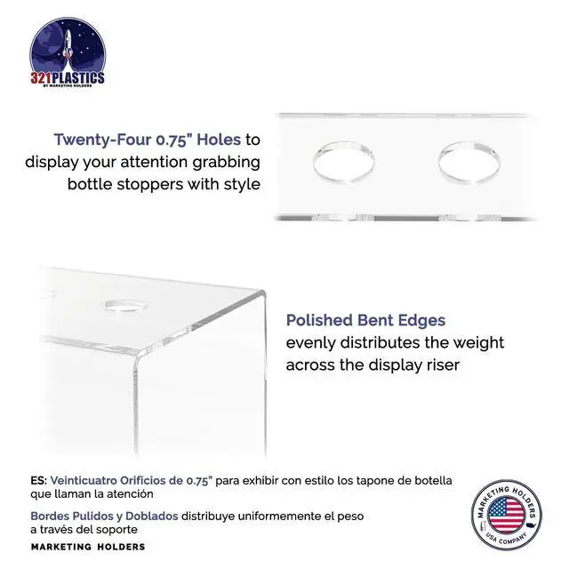 Alt view image 5 of 6 - 4 Pack Liquor Bottle Stopper Display Pourer or Bottle Topper Rack 4 Tier Lucite Clear Tabletop Caddy 24 Holes For Bars and Restaurants