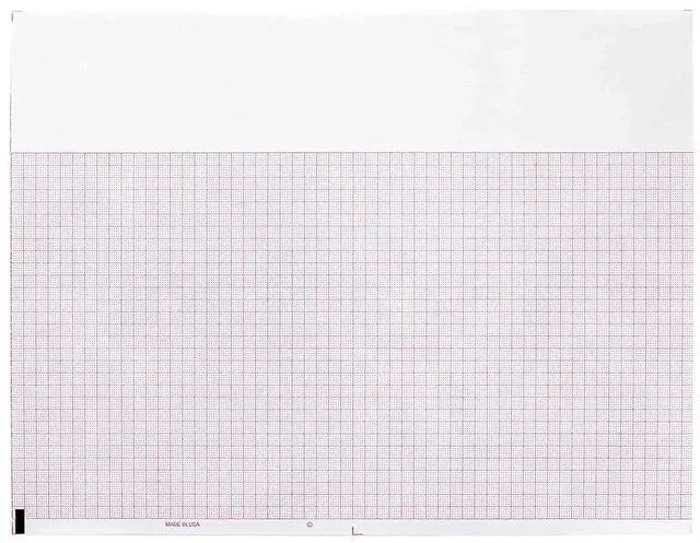 Main image of 716-0237-00 Assurance 50 ECG Recording Paper for Model Burdick 8300, 8500 and Atria ECGs, Z-Fold Pad Red Grid, Perforated with Blank Header, 8.5" x 11" Size (Pack of 2000)